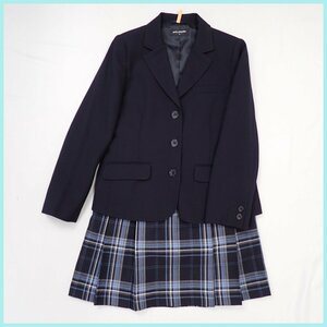 ★美品 ポンポネットジュニア 女の子用 フォーマルスーツ/ジャケット + スカート 150/M/ネイビー/ウール/卒業式/卒服/受験&1097700076