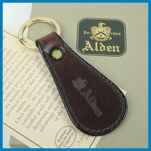 ★未使用 ALDEN/オールデン シェルコードバンレザー シューホーン キーリング ダークブラウン/外箱付き/靴ベラ/キーホルダー&1906800264