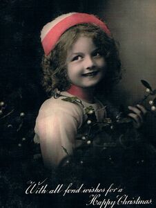 Art hand Auction ★Carte postale ancienne*N°703 : Une jolie fille célébrant Noël tenant du gui, Documents imprimés, Carte postale, Carte postale, autres