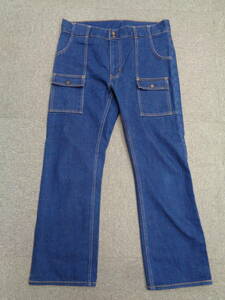 希少！ LEVI'S VINTAGE CLOTHING復刻 70年代 オレンジタブ Bush Pants BIG E Straight Cut W34, L32 表記 デニムブルー