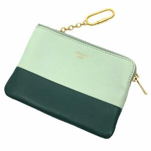 Ceeline Celine Baicolor Coin Case с ключом кольцевой кольцевой кольцевой корпус зеленый AQ9401