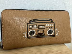 M【2C79】コーチ　COACH　キースへリング　コラボ　ジップラウンド　長財布　財布　レザー　希少　限定デザイン