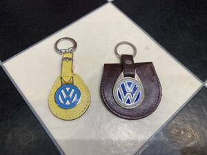 ◇VW フォルクスワーゲン メタル&レザーキーホルダーセット GOLFゴルフ◇