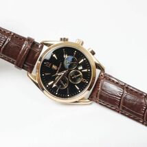メンズ腕時計 本革 バンド ゴールド メッキ デイト表示 カジュアル ビジネス 新品 未使用 送料無料 T01-GL 1円 1_画像2