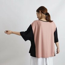 １０００円からスタート　とろみ伸縮Tシャツ ジャージ カットソー生地　愉快なパッチワーク　ゆったり　ドルマン　トップスY66A_画像6