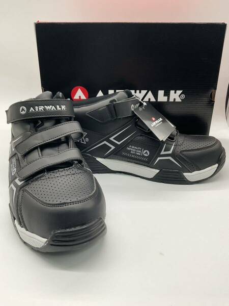 ブラック 25cm AIR WALK ベルトライン AW-970 樹脂先芯入 軽量スニーカー 新品未使用 安全靴 エアウォーク