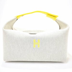 【極美品】 HERMES エルメス ブリッドアブラック GM ハンドバッグ ポーチ コンパクト アイボリー イエロー