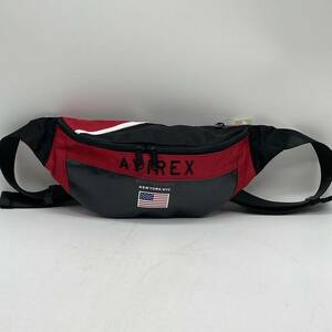 ★BN3048●AVIREX ウエストポーチ ウエストバッグ 30×14×9cm レッド ブラック 良好