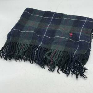 KO1746□RALPH LAUREN ラルフローレン ひざ掛け ウール チェック グリーン系