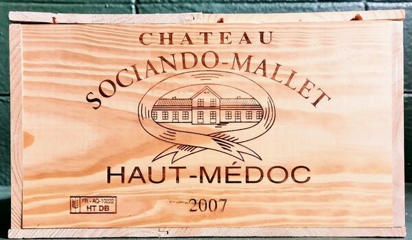 フランスボルドーワイン木箱１、2007’シャトー ソシアンド マレット/ オー・メドック　ヴィテージウッドケース　レア品