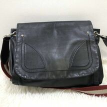 1円 【美品】 BALLY バリー ショルダーバッグ メッセンジャー メンズ トレスポ ブラック ビジネス 斜め掛け レザー シルバー金具 通勤 仕事_画像2