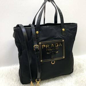 1円 【美品】 PRADA プラダ トートバッグ テスートナイロン サフィアーノレザー A4収納 メンズ レディース ブラック 2way ビジネス 白タグ