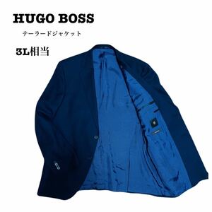 希少！HUGO BOSS テーラードジャケット3L相当　最高級TESSE社生地　裏地も注目！　ネイビー ヒューゴボス 紺色