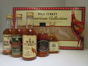 5本セット ワイルドターキー アメリカン コレクション ミニボトル 50ml 30-50.5% WILD TURKEY バーボンウイスキー 未開栓 古酒 箱付/A37904