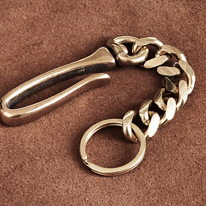 真鍮 喜平チェーン＋ 回転ツリバリ キーホルダー ブラス つりばり フック ベルトループ brass 鎖 ゴールド キーリング ウォレットチェーン の画像3