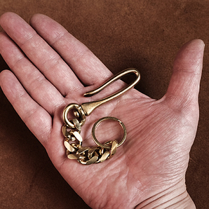 真鍮 喜平チェーン＋ 回転ツリバリ キーホルダー ブラス つりばり フック ベルトループ brass 鎖 ゴールド キーリング ウォレットチェーン の画像5