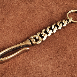 真鍮 喜平チェーン＋ 回転ツリバリ キーホルダー ブラス つりばり フック ベルトループ brass 鎖 ゴールド キーリング ウォレットチェーン の画像1
