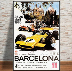  C3132 Monaco モナコ ビンテージ 車 レーシングカー F1 キャンバスアートポスター 50×70cm イラストインテリア 雑貨 海外製 枠なし