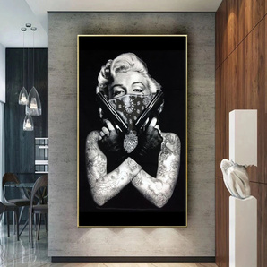 C2674 マリリン・モンロー タトゥー キャンバスアートポスター 特大サイズ 60×120cm イラスト インテリア 雑貨 海外製 枠なしの画像1