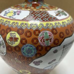 大清乾隆年製 壷瓶 花瓶 壺 中国美術 清朝期 色絵 中国古玩 福寿百字図 高さ約31ｃｍ 『詳細不明』の画像4