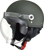 未使用■リード工業(LEAD) ハーフヘルメット バブルシールド付き バイク用 CROSS CR-761 マットグリーン LLサイズ (61-62cm未満)_画像1