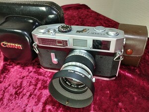 【委託品】 CANON 7＋CANON 50mm f1.8 革ケース付き シャッターOK 速度変化有り フィルムカメラ レンジファインダー 1円スタート売り切り
