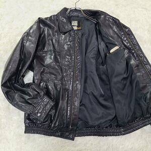【光沢の男　牛革】レザージャケット　M～L　ブルゾン　ヴィンテージ　本革　ブラック　黒　XL　YKK