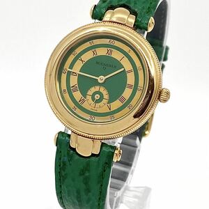 BUCHERER 腕時計 スモセコ ラウンド ローマン クォーツ quartz Swiss グリーン ゴールド 緑 金 ブッフェラー D119