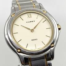 SEIKO CADET 腕時計 ラウンド バーインデックス 2針 クォーツ quartz コンビ ゴールド シルバー 金銀 セイコー カデット D120_画像5