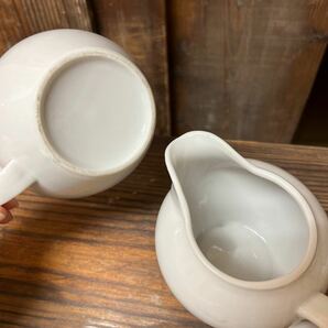 2個セット ミルクポット フラワーベース 花瓶 レトロ ホワイト アンティーク クリーマー ミルクピッチャー シンプル 白磁 喫茶 陶器 花屋の画像7
