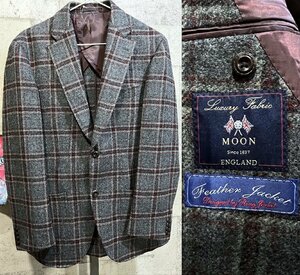 美品 HILTON × リングジャケット × 英国老舗MOON社 ツイード テーラードジャケット WIDE-L チェック ムーン ヒルトン RING JACKET