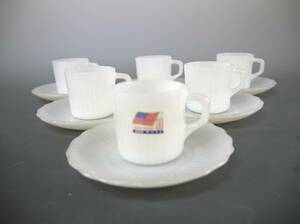 a111 Fire King 6 customer set Fire King white Royal small cup & saucer USA made anchor Hocking anchor ho  King 