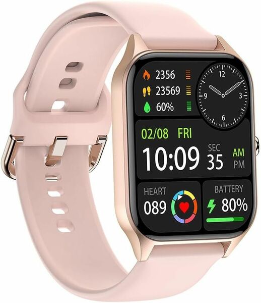 【大特価】 スマートウォッチ 大画面 通話 Bluetooth 運動モード スポーツウォッチ ピンク 腕時計