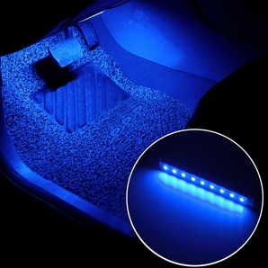 12V 24V フロアライト 9球 2本セット USB給電 フットランプ ブルー 青 間接照明 車内 装飾 LEDテープライト イルミ ダッシュボード 汎用の画像4