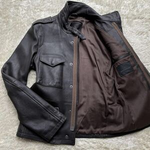 美品/希少L! メンズ メルローズ『溢れ出る存在感』MEN'S MELROSE 羊革 ラムレザー シングル ライダース レザージャケット 3 黒 ブラック