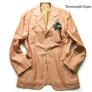 [定価10万円] ゼニア ZEGNA 洗練された大人の テーラードジャケット 52 メンズXL-XXL ピンク ベージュ エルメネジルドゼニア 国内正規品の画像1