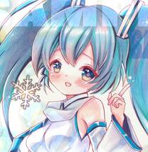 雪ミク　A4　VOCALOID　プロジェクトセカイ　初音ミク　手描きイラスト　女の子　プロセカ　原画　直筆_画像2