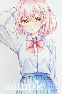 オリジナル◆手描きイラスト◇女の子 【ハガキサイズ】29D