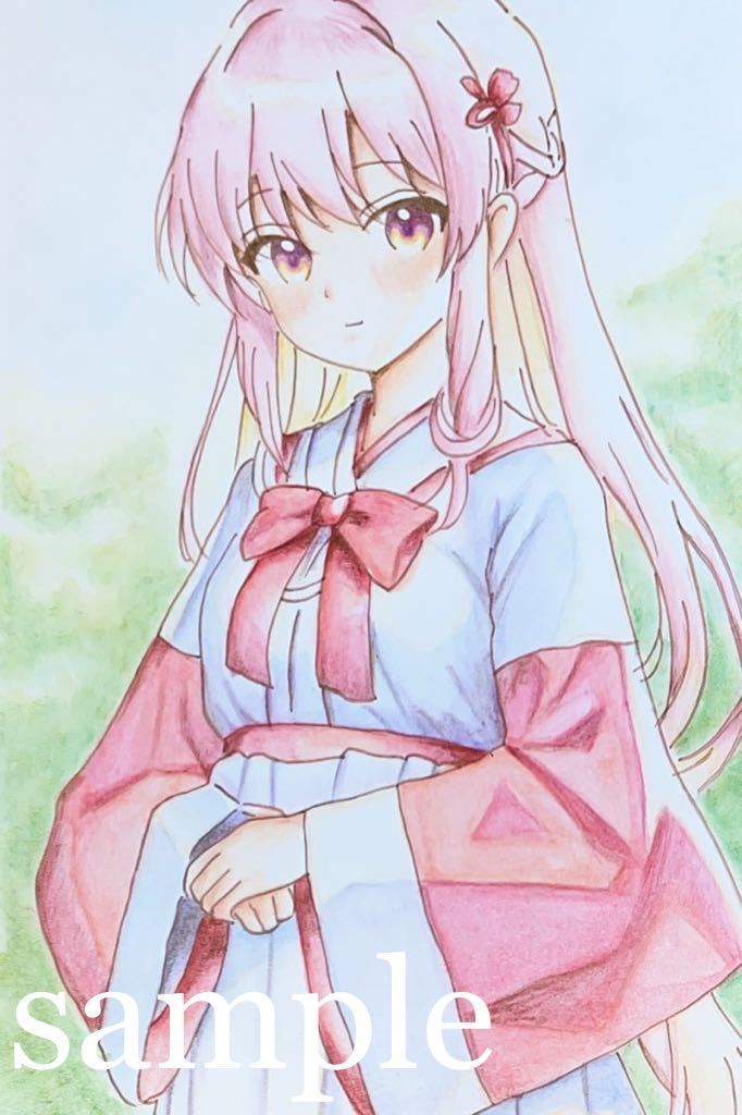 Originale handgezeichnete Illustration eines Mädchens [Postkartengröße] 214SR, Comics, Anime-Waren, handgezeichnete Illustration