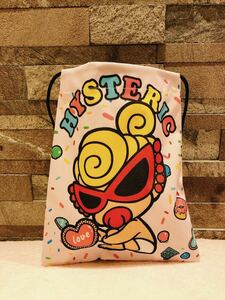 【レア限定品】HYSTERIC MINI cup cake miniちゃん　ライトピンク　マルチプリント　巾着袋中