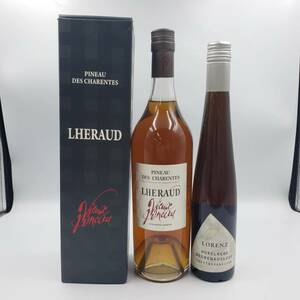 M14128(024)-599/NT3000　酒　２本まとめ　PINEAU DES CHARENTES　LHERAUD　ピノ　15年/LORENZ　HUXELREBE　BEERENAUSLESE　ロレンツ