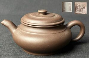 中国茶器 張建〇 蓋裏款 朱泥 急須◇紫砂/茶器/茶瓶/茶壺/茶注/煎茶道具/古玩/陶器/唐物/時代/骨董/古美術/茶事/茶祭