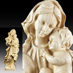 西洋アンティーク 幼きキリストを優しく抱く聖母マリア像 19世紀 特大 希少 高さ約69cm 木彫 石膏の画像1