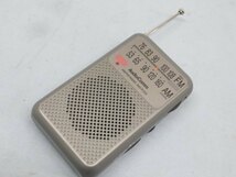 ■オーム電機 RAD-P210S-H FM/AMラジオ AudioComm ポケットラジオ 電池付き 動作品 91203■！！_画像1