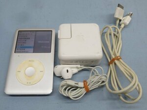 80GB■Apple A1238 デジタルオーディオプレーヤー iPod classic アップル アイポッドクラシック アダプター イヤホン付き 動作品 91297■！