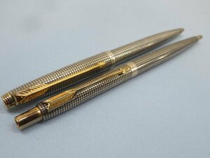 2本セット/STERLING SILVER★PARKER ボールペン 全長12.6㎝/13.2㎝ パーカー スターリング シルバー 文房具 筆記用具 USED 91473★！！