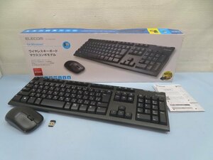 ★ELECOM TK-FDM063BK 2.4GHｚワイヤレスフルキーボード＆マウス エレコム PC用品 マウス/レシーバー/取説/元箱付き 動作品 91651★！！