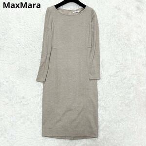 美品◎MaxMara マックスマーラ 最高級白タグ ロング丈 ワンピース ウール 大きいサイズ 40 L