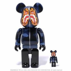 BE@RBRICK BAPE CAMO TIGER 400% & 100% BLUE Bearbrick Ape Bape утка Tiger LINE SHARK HOODIE Shark Parker Tee футболка 