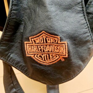 ハーレーダビッドソン レザー バンダナキャップ USED 刺繍 Harley